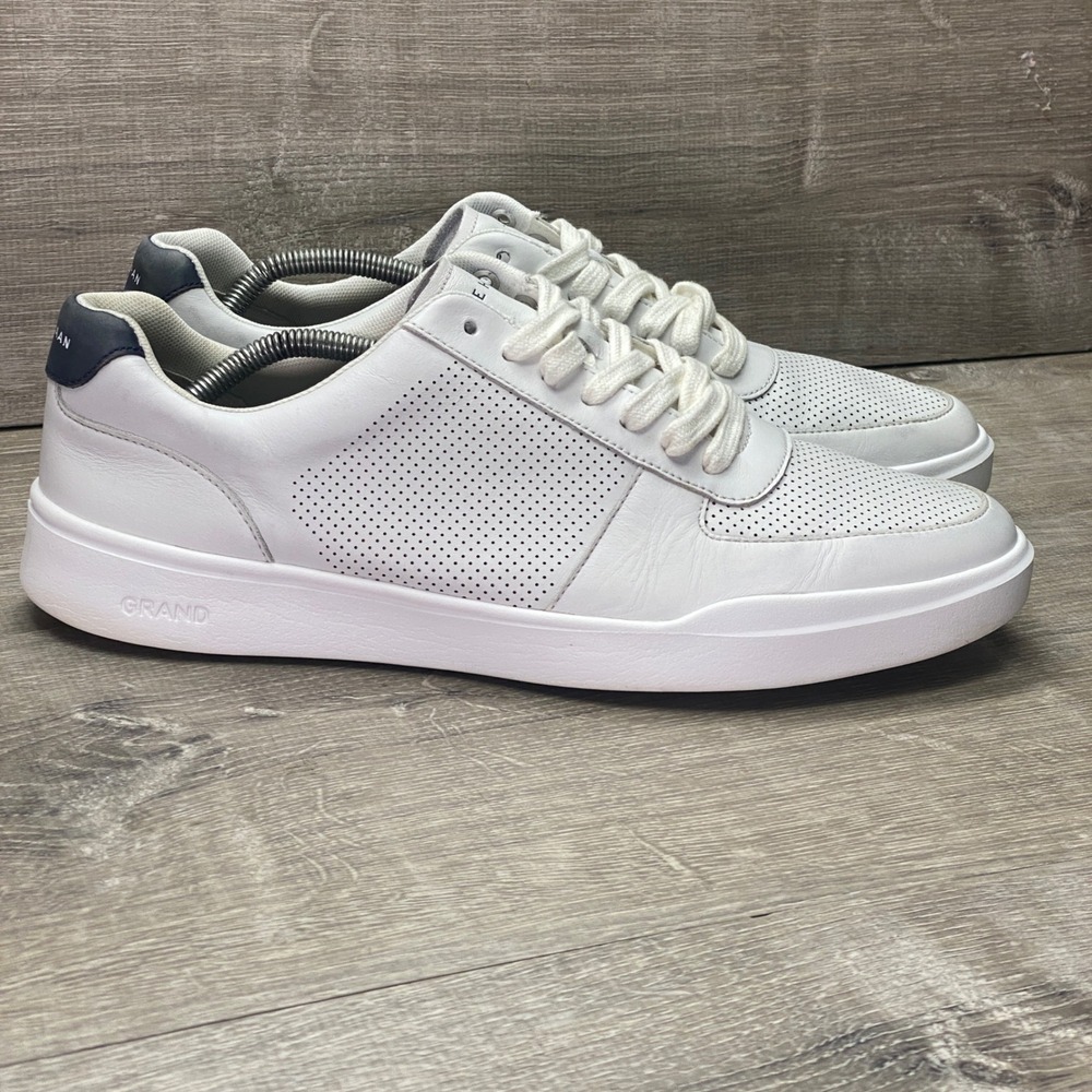 Cole Haan Shoes Grand Crosscourt Mens 11.5 White Leather Sneakers C33987 Navy - Picture 2 of 10